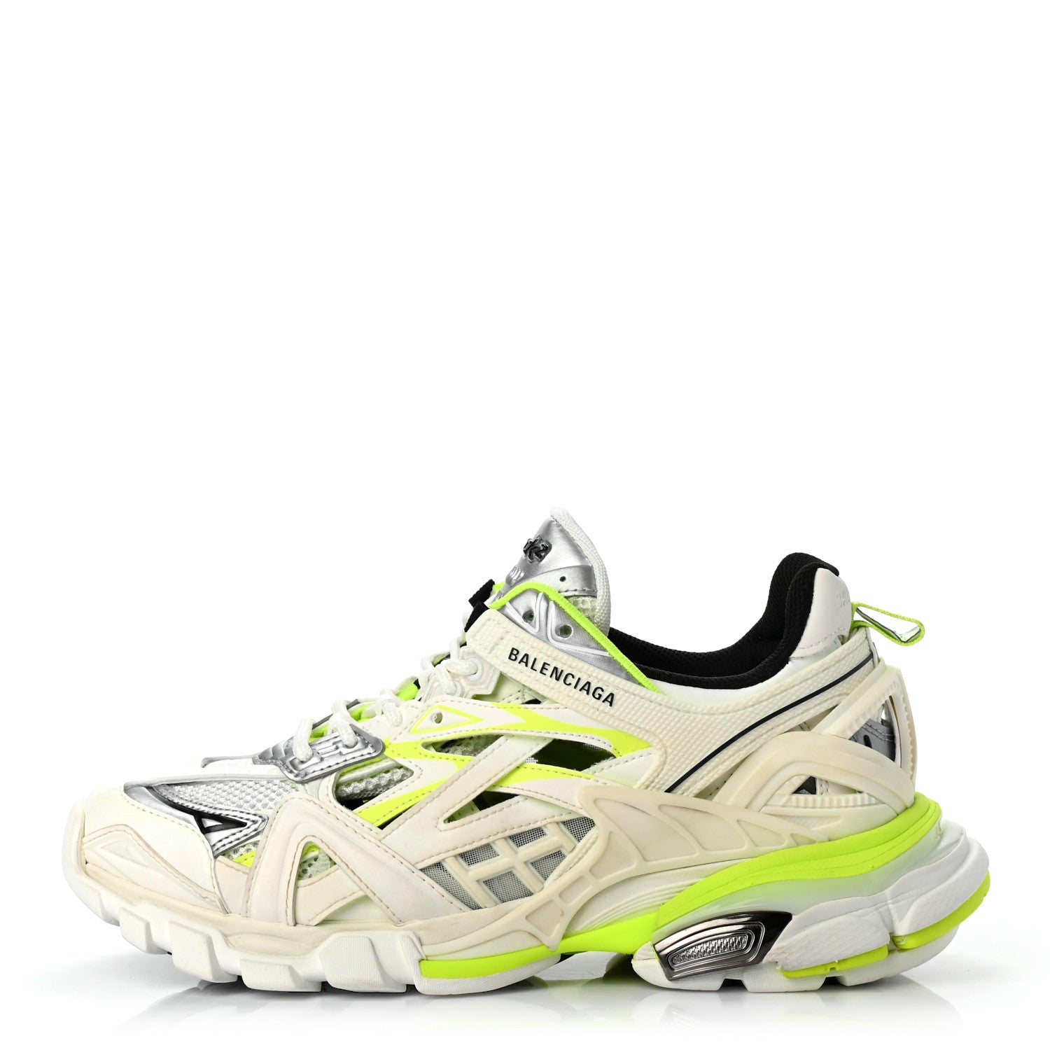 Balenciaga Rubber Mesh Bi-Color Womens Track.2 Open Sneakers 38 White Fluo Yellow 1 of 7