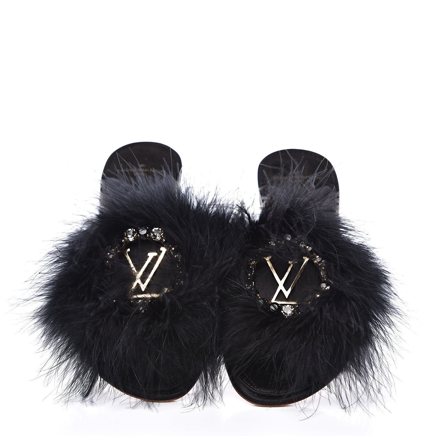 Louis Vuitton Fur Crystal LV Marilyn Flat Mule 38 Black 5 of 9