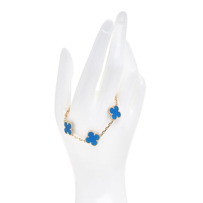 Van Cleef & Arpels 18K Yellow Gold Blue Agate 5 Motifs Vintage Alhambra Bracelet 2 of 5