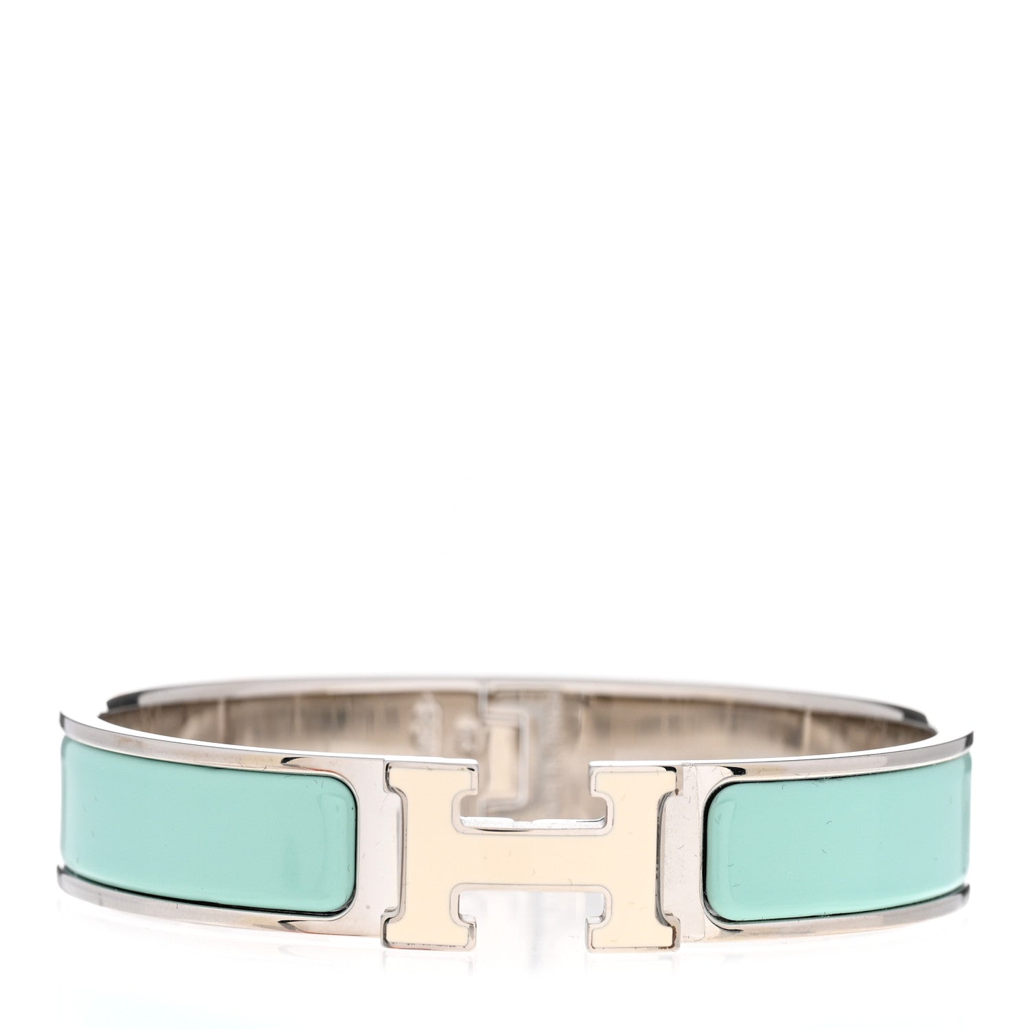 Hermes Enamel Narrow Clic Clac H Bracelet PM Lagon White 1 of 6