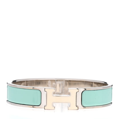 Hermes Enamel Narrow Clic Clac H Bracelet PM Lagon White 1 of 6