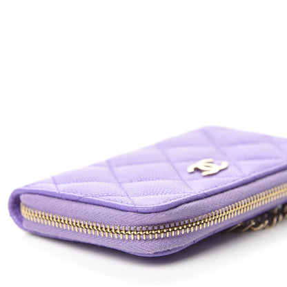 Chanel Caviar Quilted Zipped Key Holder Case Purple 8 of 12