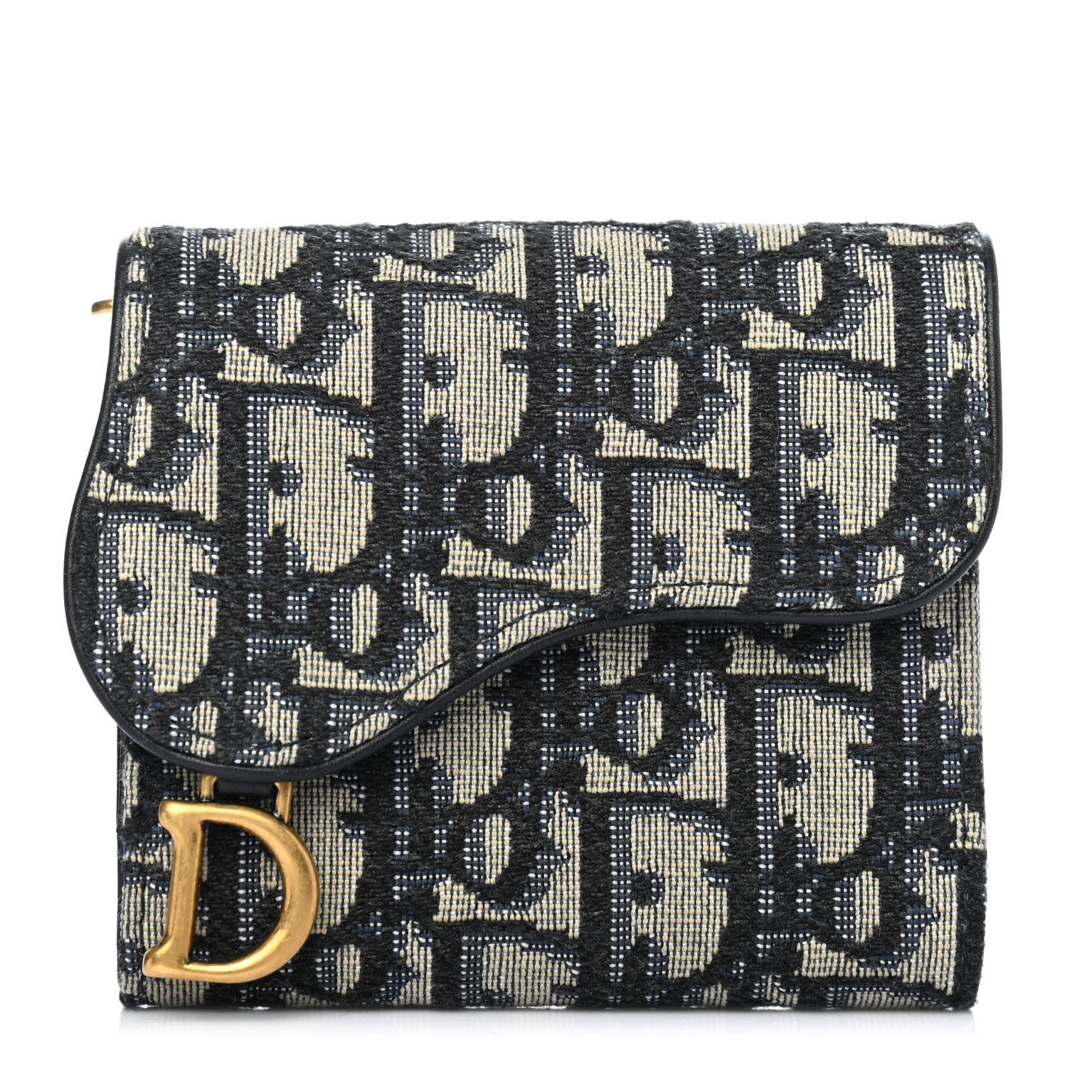 Christian Dior Oblique Saddle Lotus Wallet Blue 1 of 4