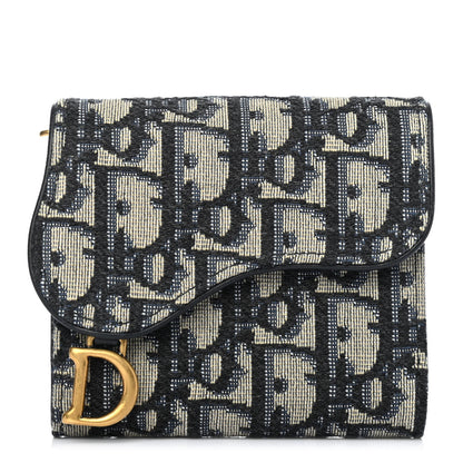 Christian Dior Oblique Saddle Lotus Wallet Blue 1 of 4