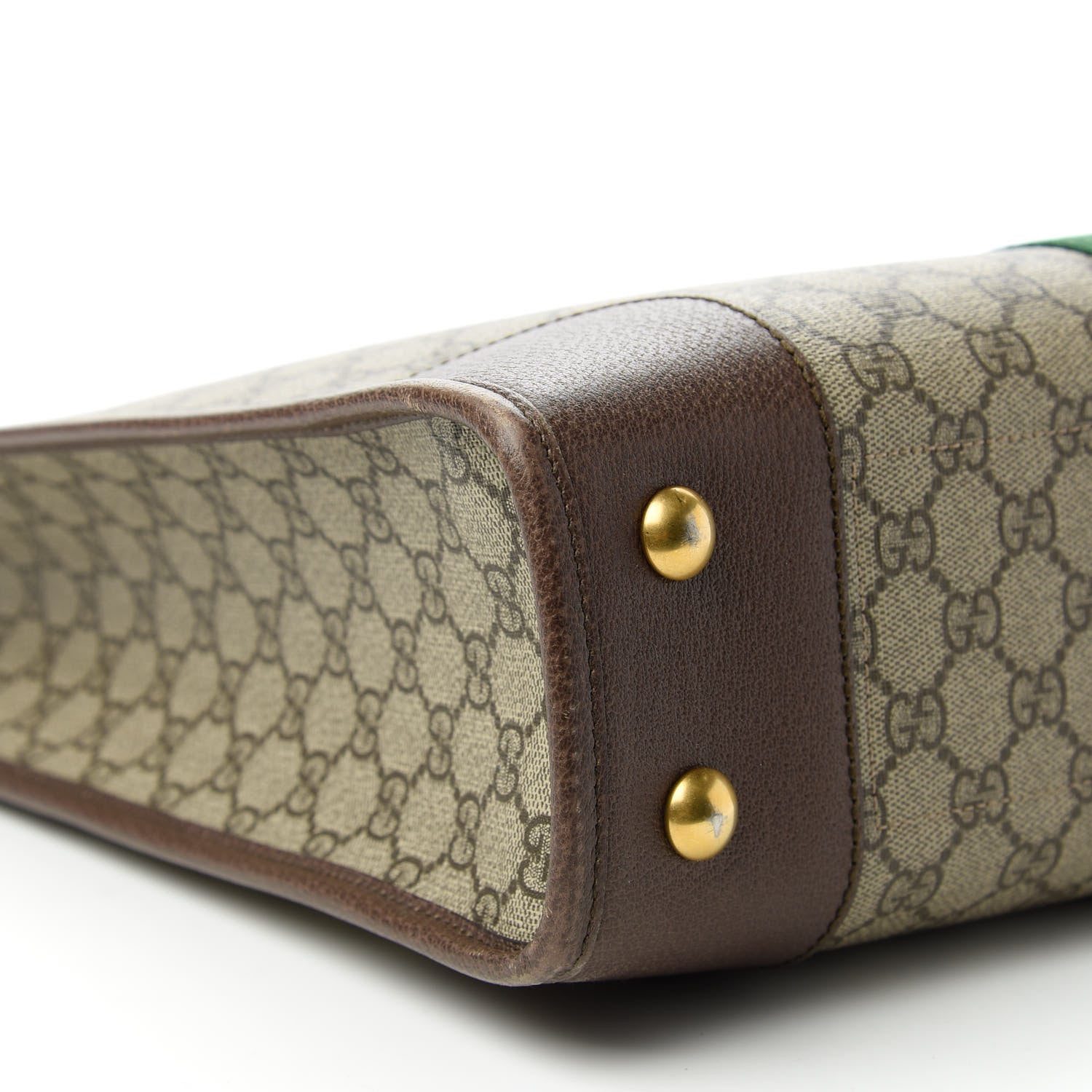 Gucci GG Supreme Monogram Textured Calfskin Web Medium Ophidia Slip Handle Tote Beige Ebony New Acero 6 of 12