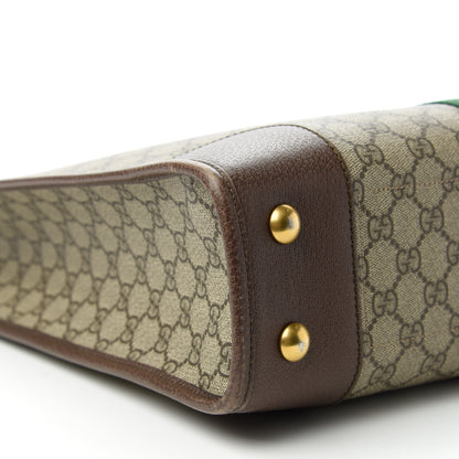 Gucci GG Supreme Monogram Textured Calfskin Web Medium Ophidia Slip Handle Tote Beige Ebony New Acero 6 of 12