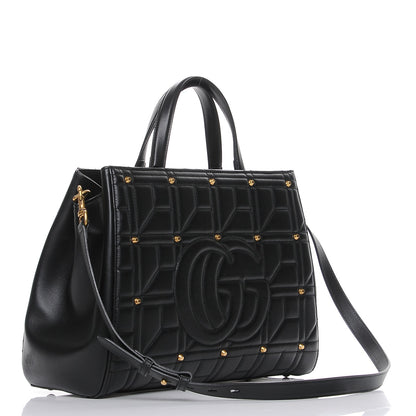 Gucci Calfskin Matelasse Studded Medium GG Marmont Tote Black 4 of 9