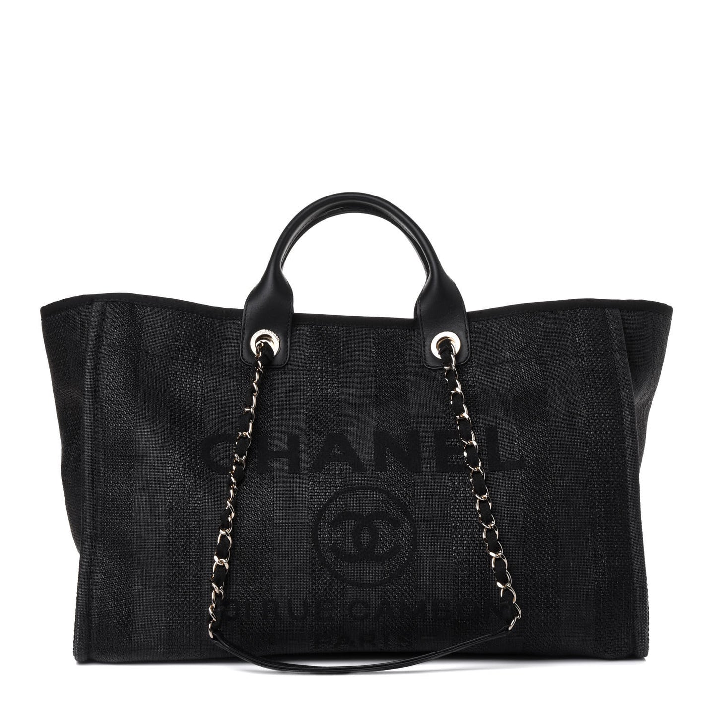 Mixed Fibers Striped Large Deauville Tote Black