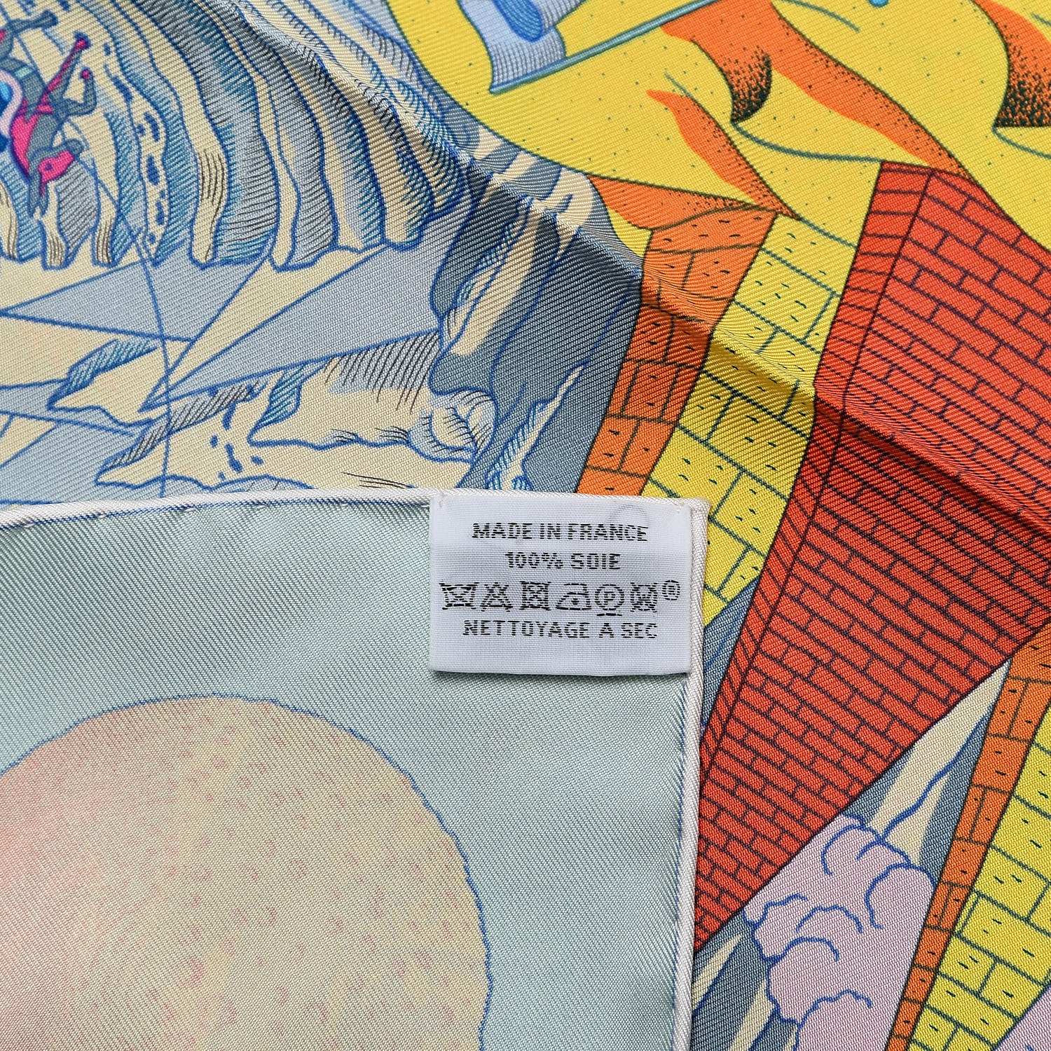 Hermes Silk Cosmographia Universalis Scarf 90 Turquoise Jaune Rose 3 of 4