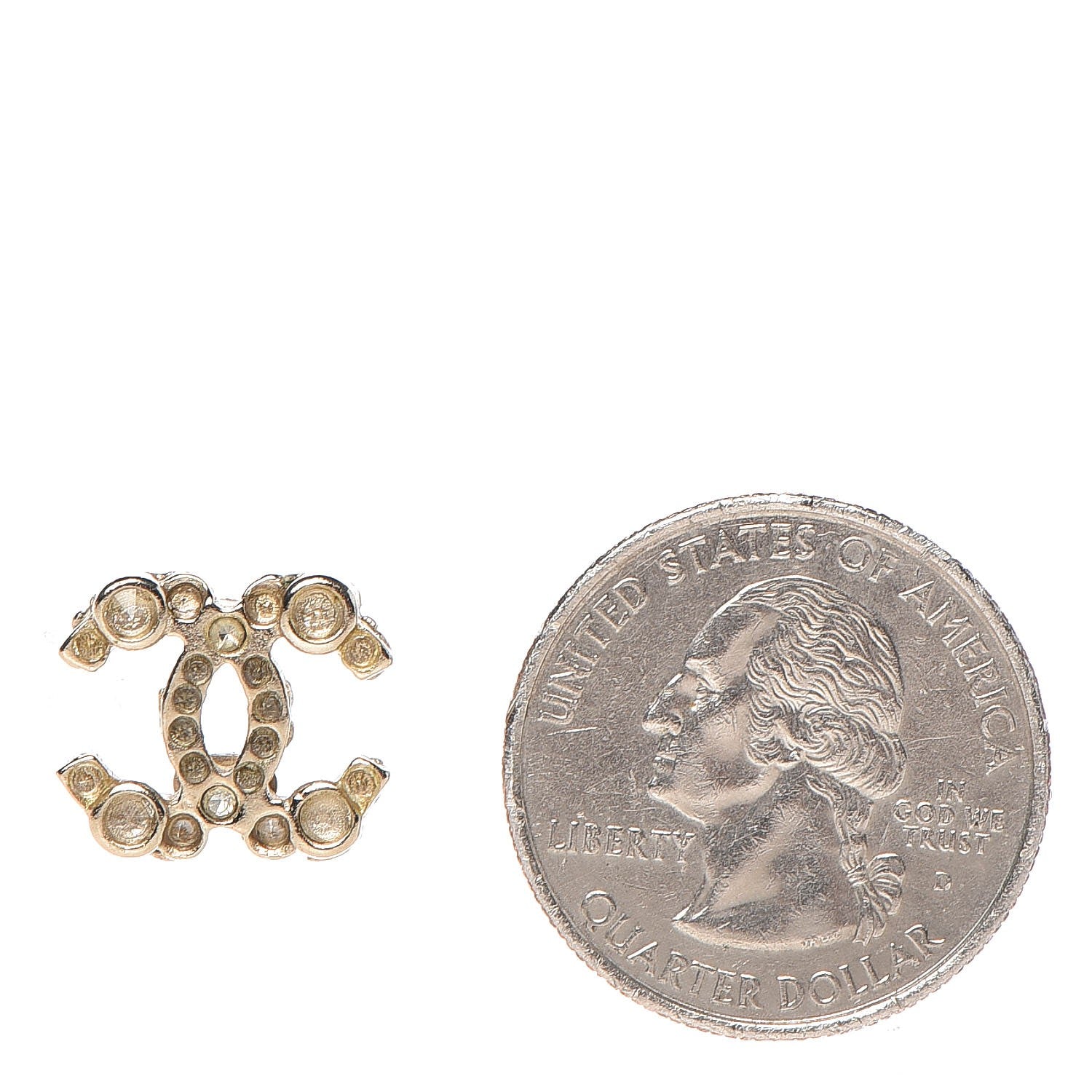Chanel Crystal Poured Glass CC Earrings Gold 2 of 5