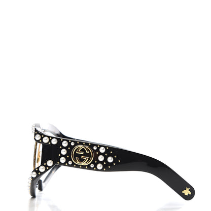 Gucci Acetate Pearl Rectangular Frame Sunglasses GG0234S Black 4 of 8