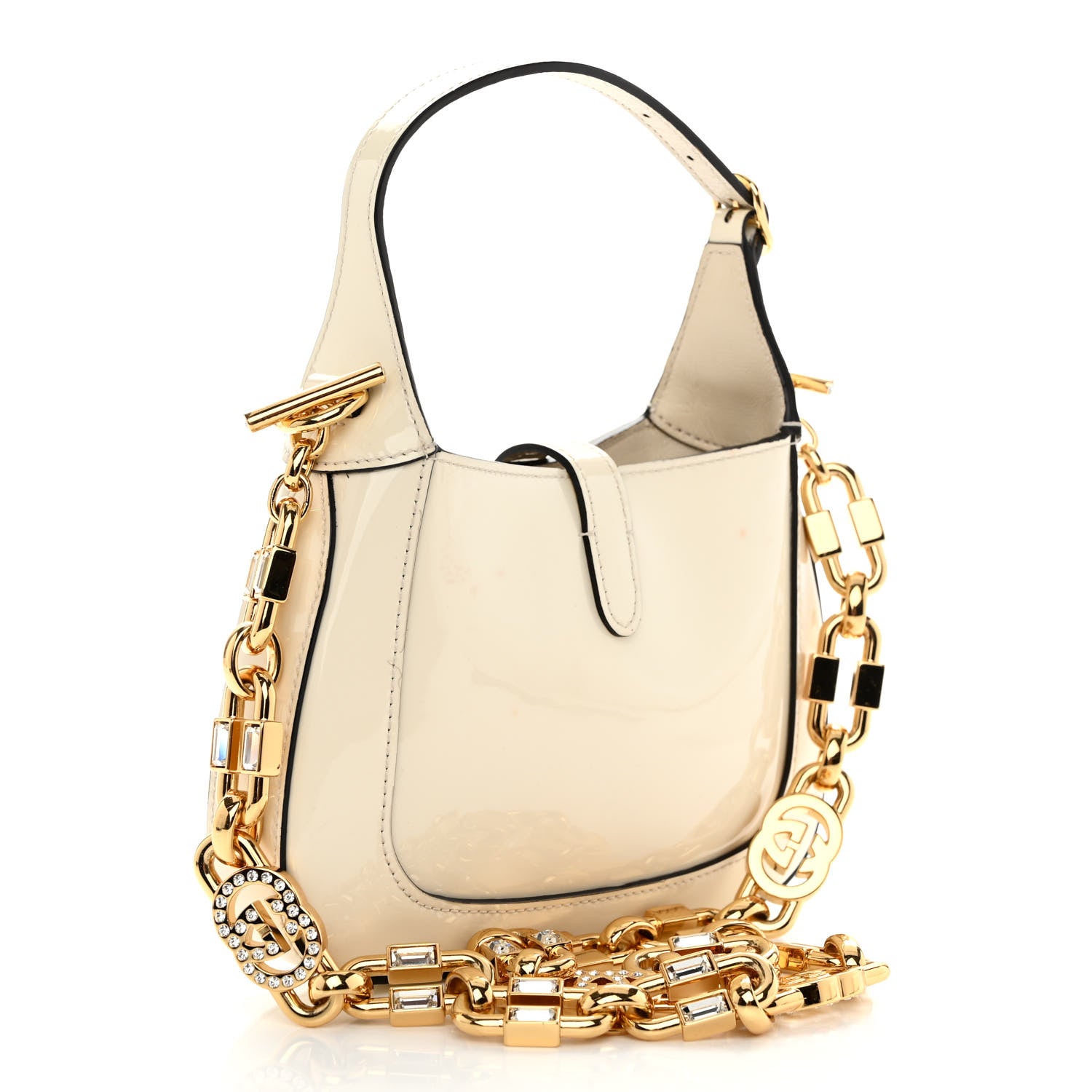 Gucci Patent Mini Jackie 1961 Crystal Hobo Mystic White 3 of 12