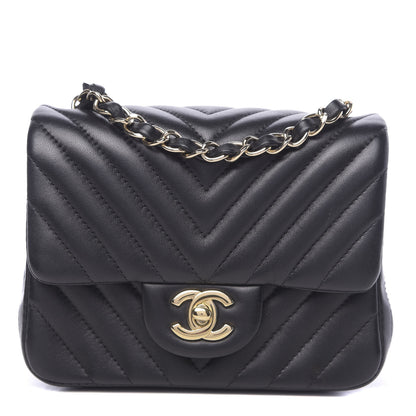 Chanel Lambskin Chevron Quilted Mini Square Flap Black 1 of 11