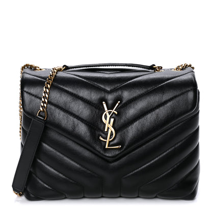 Saint Laurent Calfskin Y Quilted Monogram Small Loulou Chain Satchel Black 1 of 7
