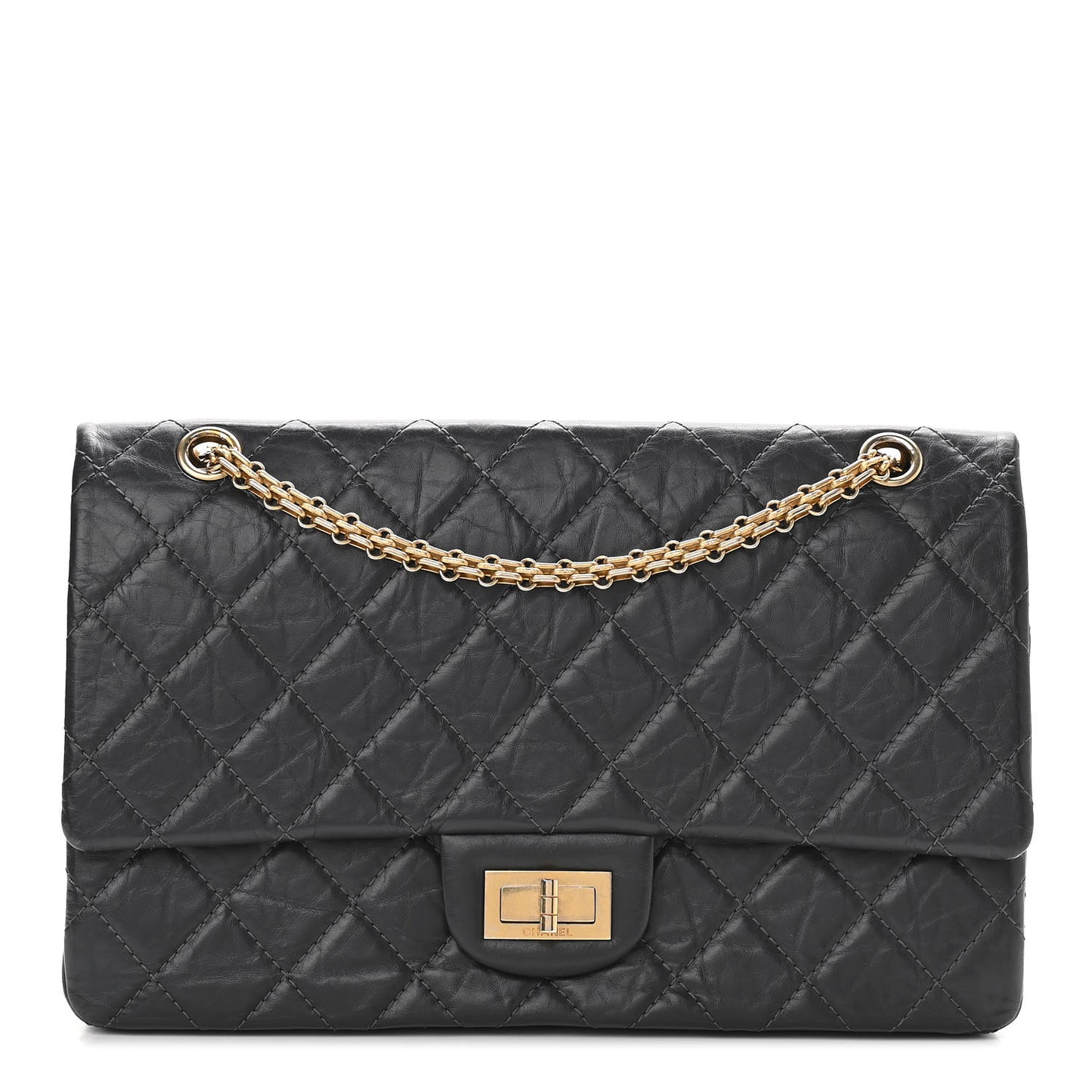 Aged Calfskin Quilted 2.55 Reissue 227 Flap Grey