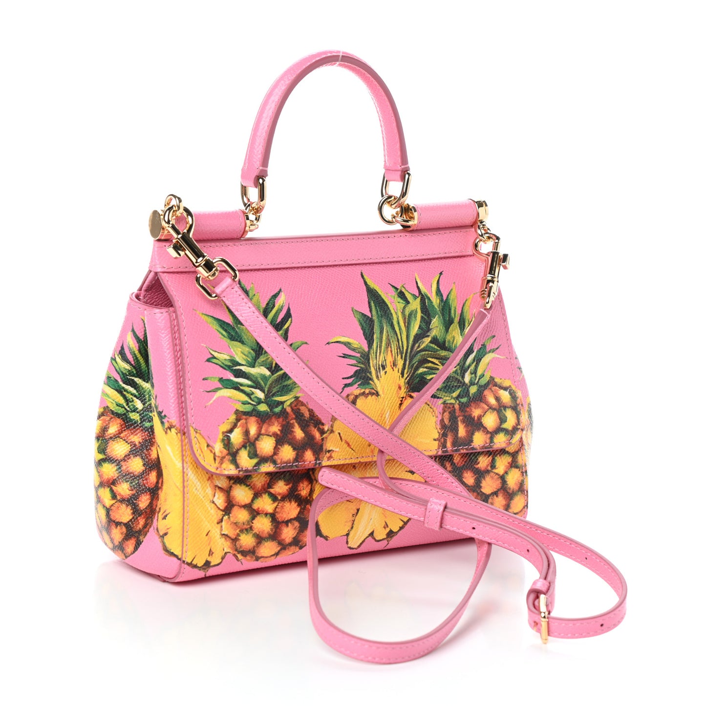 Dauphine Pineapple Print Small Miss Sicily Satchel Rosa