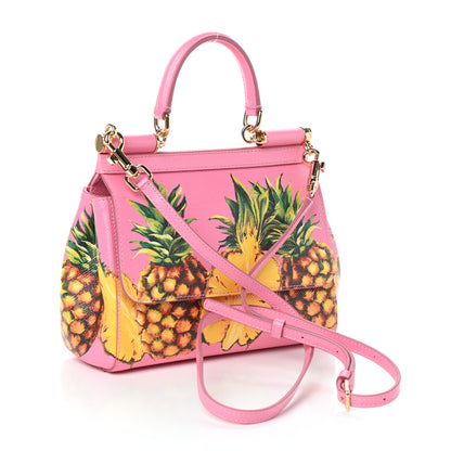Dolce & Gabbana Dauphine Pineapple Print Small Miss Sicily Satchel Rosa 3 of 8
