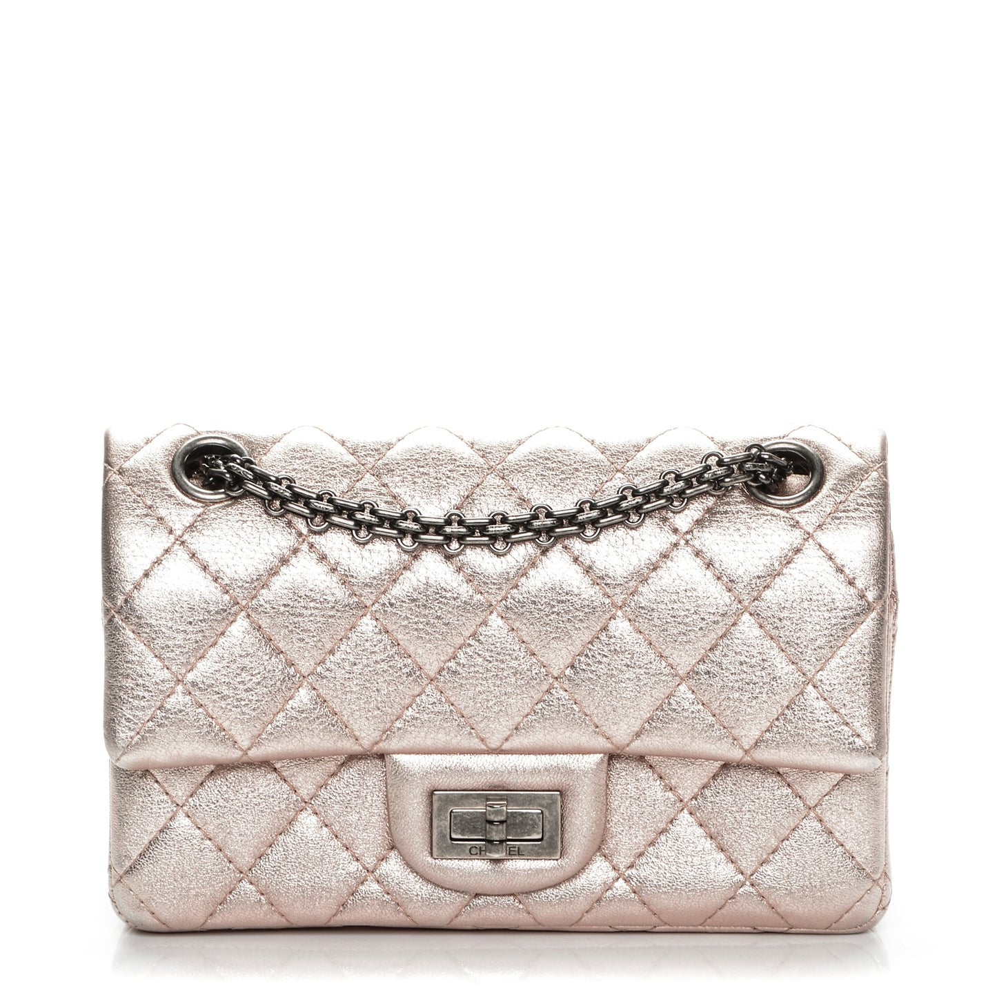 Metallic Lambskin Quilted 2.55 Reissue 224 Flap Pink