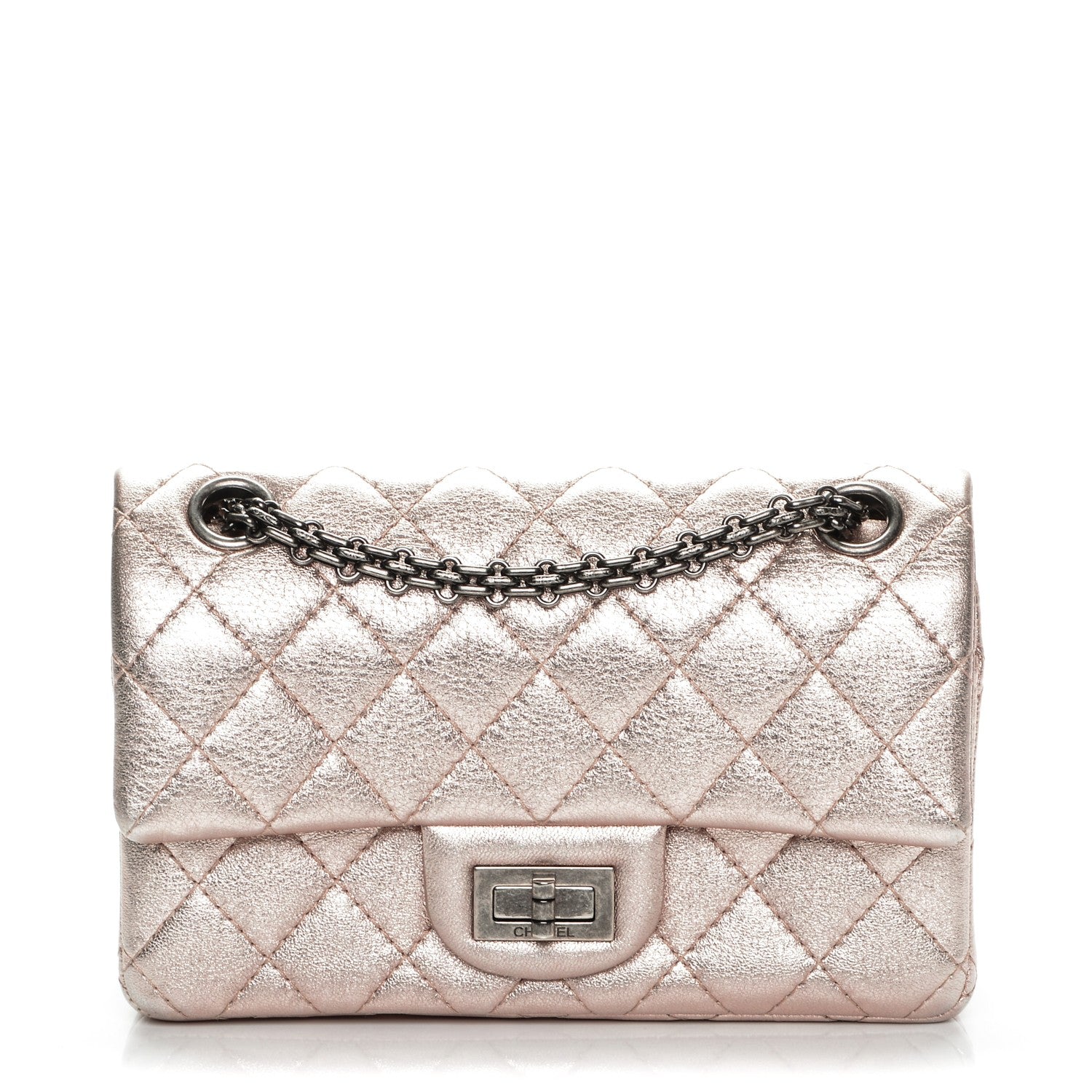 Chanel Metallic Lambskin Quilted 2.55 Reissue 224 Flap Pink 1 of 7