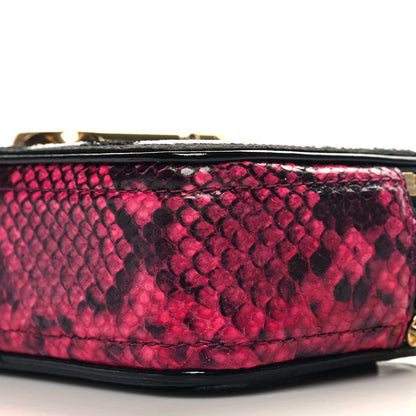 Marc Jacobs Metallic Sequin Snake Embossed Calfskin Stripe Snapshot Camera Bag Black White Pink 10 of 10