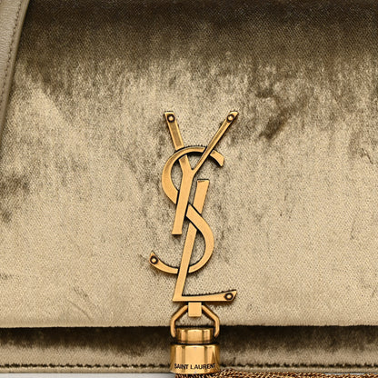 Saint Laurent SAINT LAURENT Velvet Medium Classic Monogram Kate Tassel Satchel Olive 7 of 9