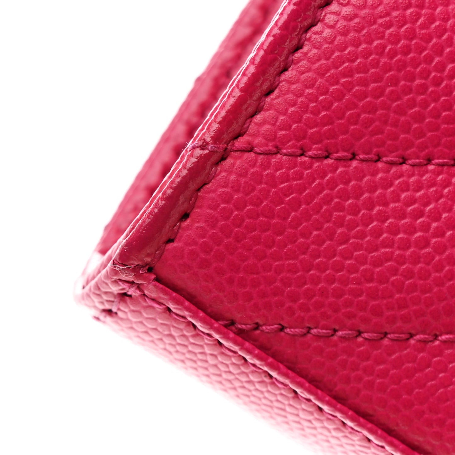 Grain De Poudre Matelasse Chevron Monogram Chain Wallet Lipstick Fuchsia