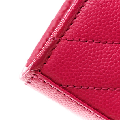 Saint Laurent Grain De Poudre Matelasse Chevron Monogram Chain Wallet Lipstick Fuchsia 15 of 15