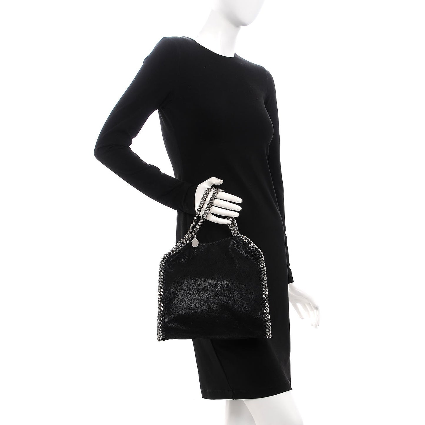Shaggy Deer Mini Falabella Fold Over Tote Black