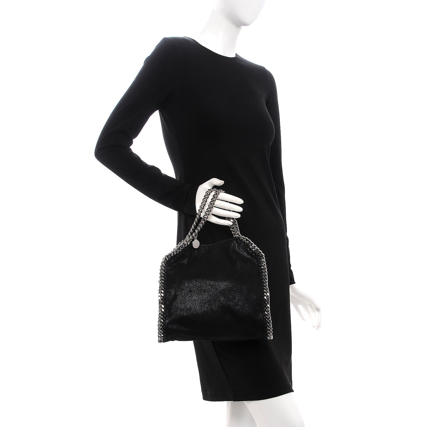 Stella McCartney Shaggy Deer Mini Falabella Fold Over Tote Black 3 of 8