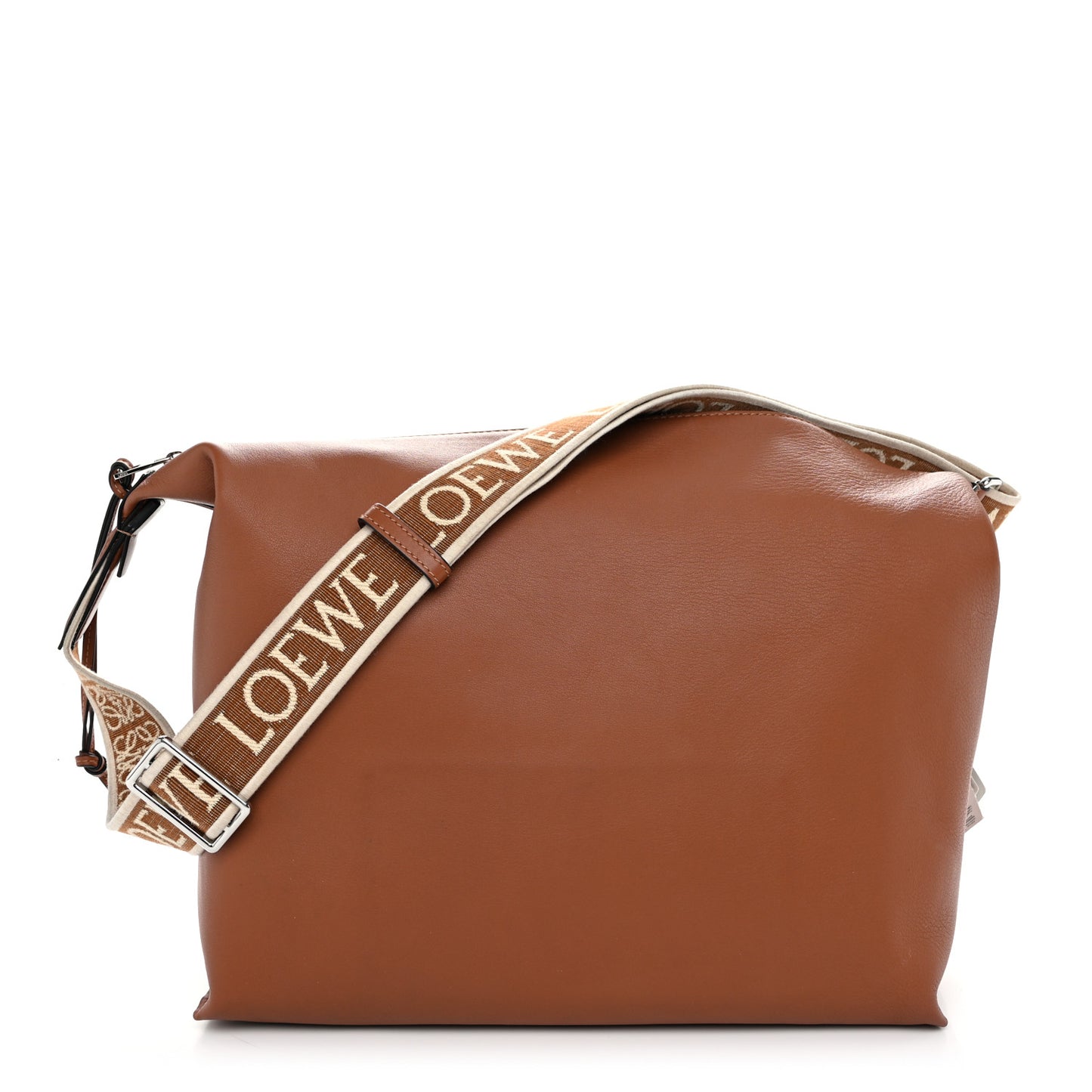 Supple Smooth Calfskin Jacquard Cubi Crossbody Bag Tan