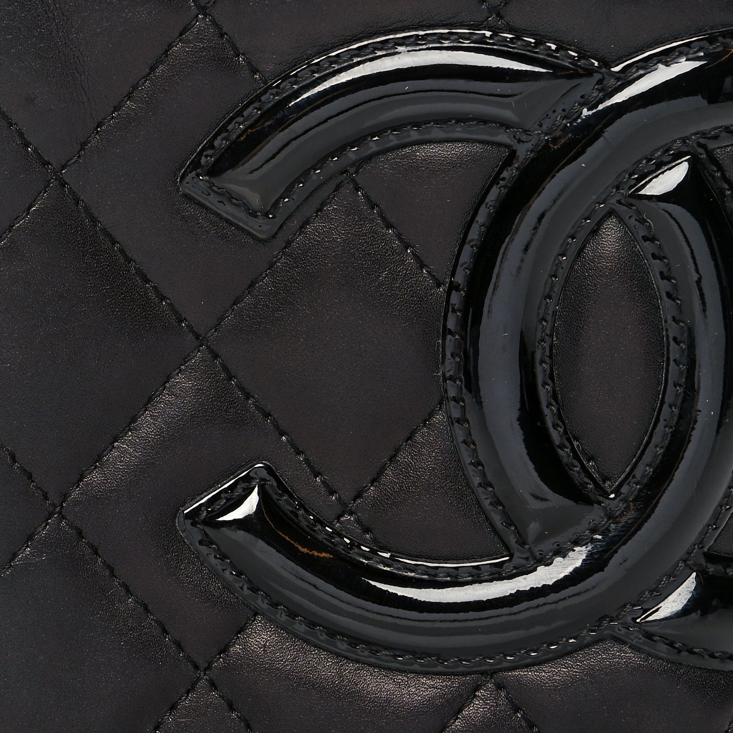 Calfskin Quilted Cambon Bi-Fold Wallet Black
