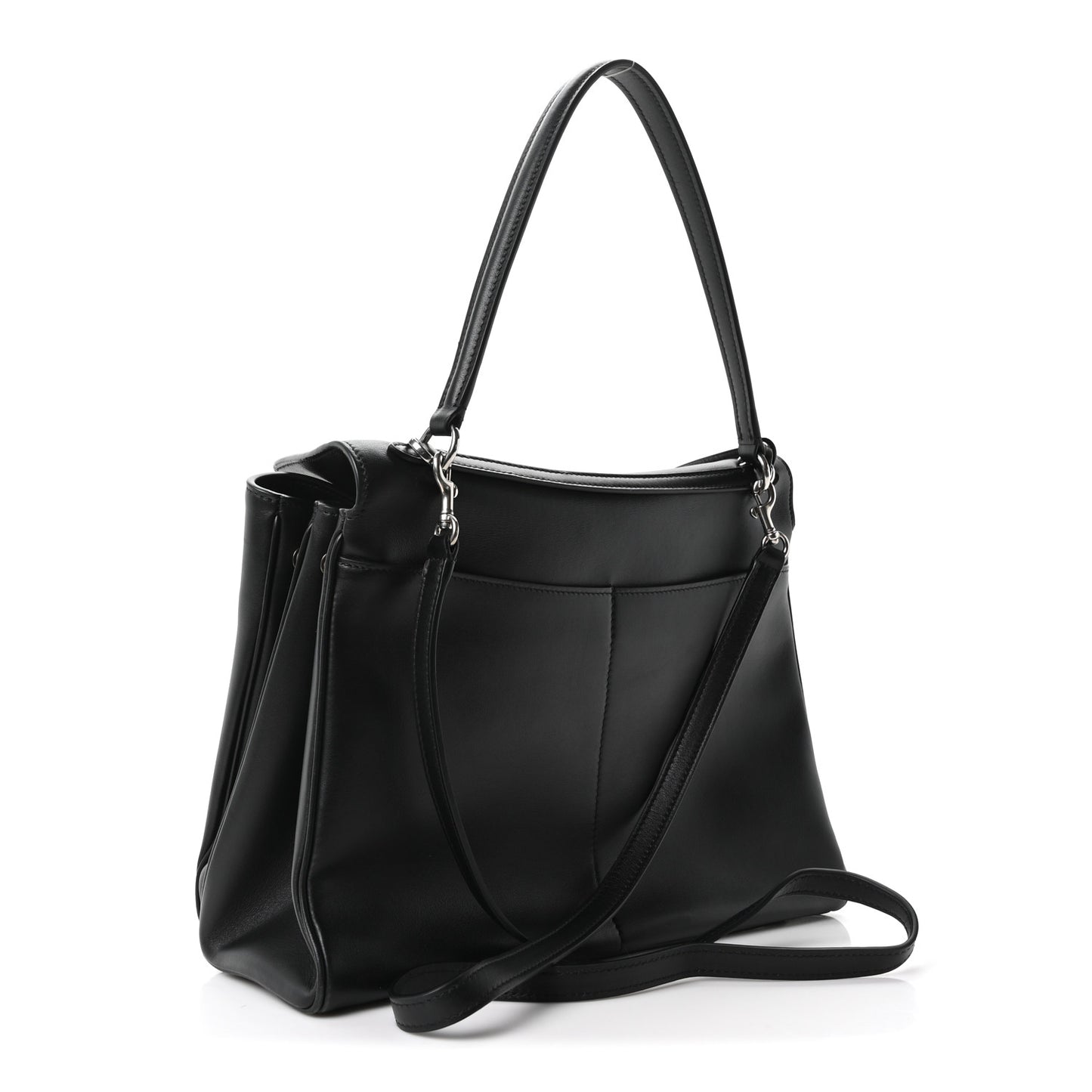 Natural Smooth Calfskin Medium Rodeo Top Handle Handbag Black