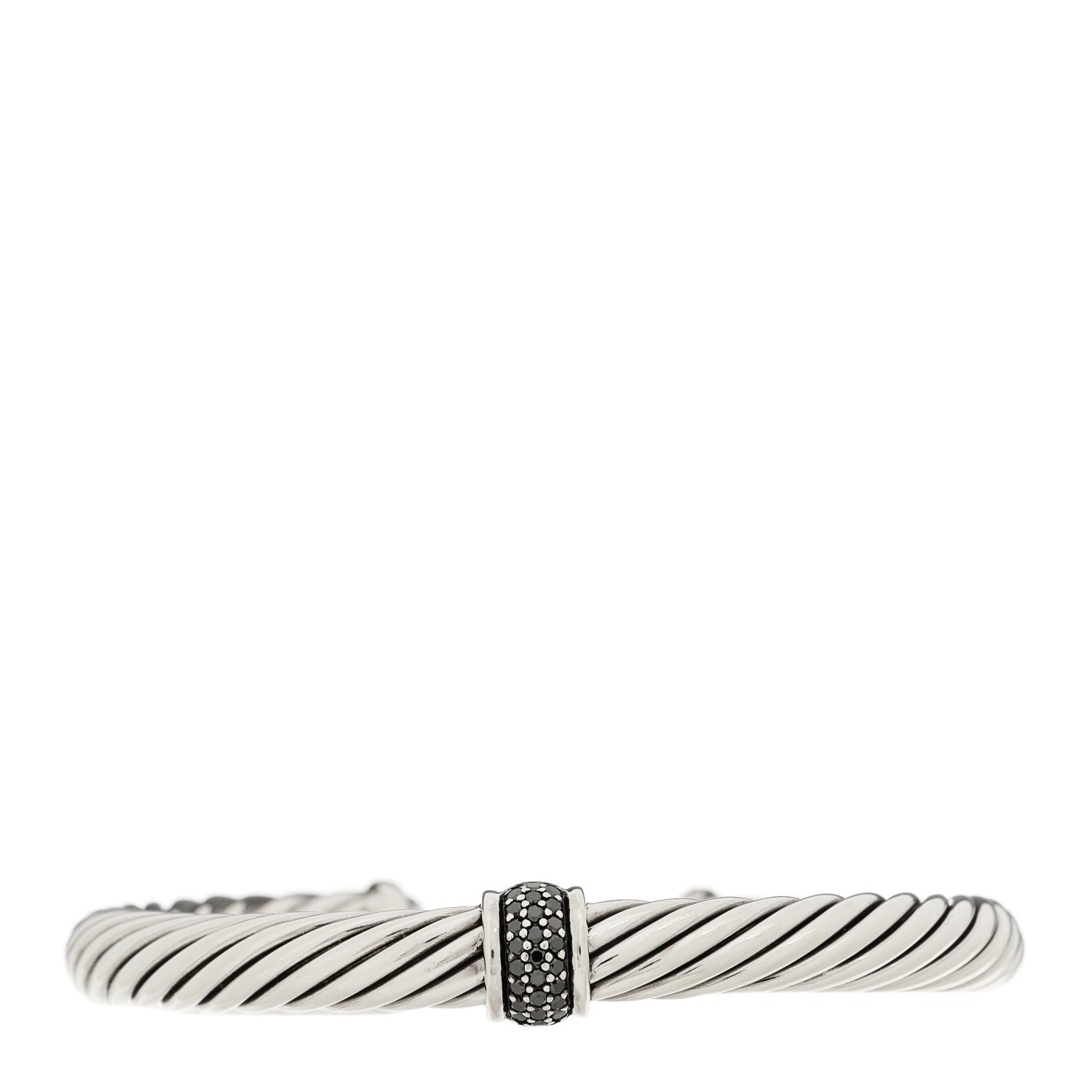 David Yurman Sterling Silver Black Diamond 7mm Cable Classics Station Bracelet 1 of 3