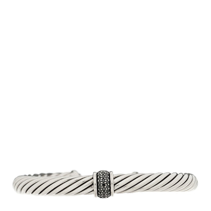David Yurman Sterling Silver Black Diamond 7mm Cable Classics Station Bracelet 1 of 3