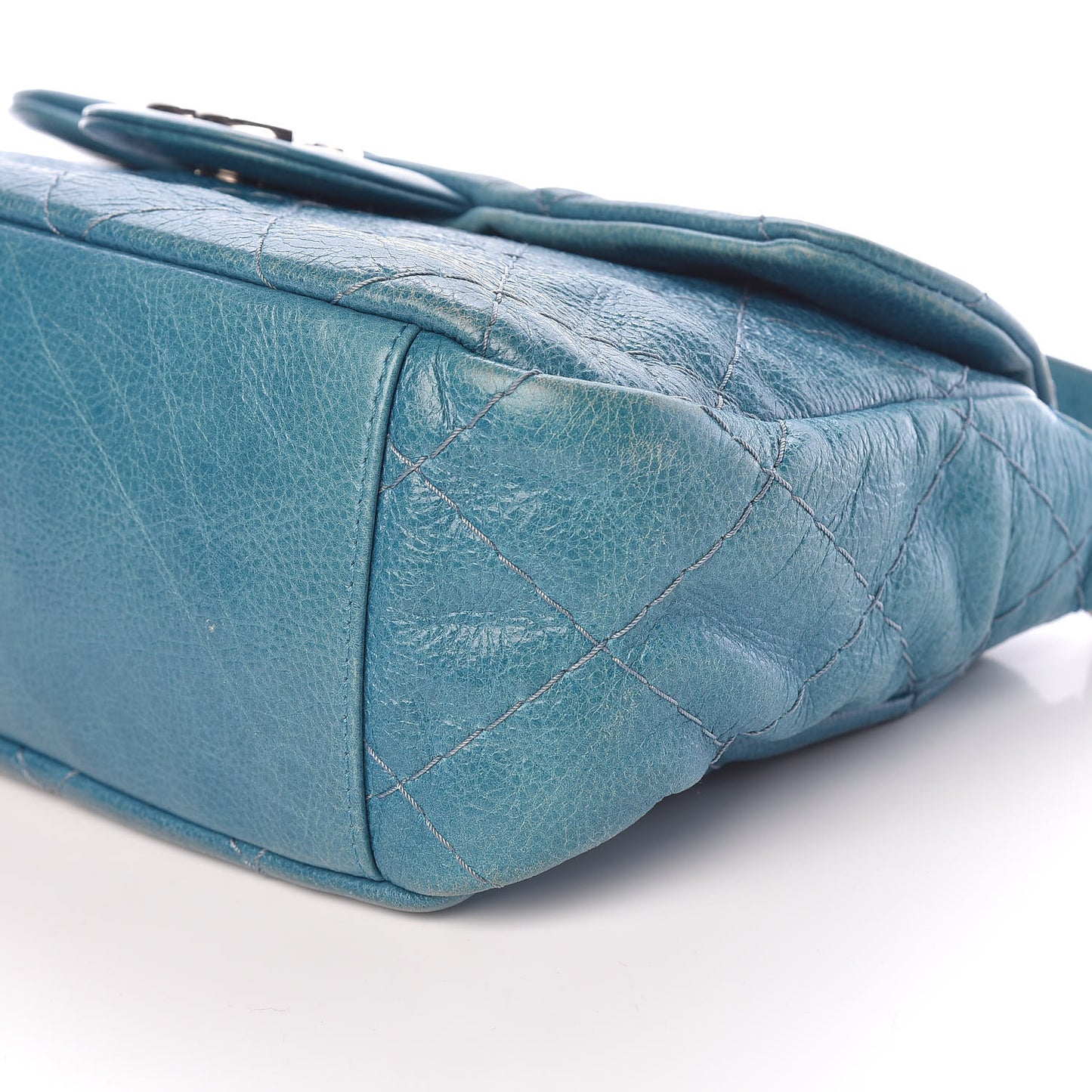 Glazed Calfskin Stitched On The Road Flap Blue