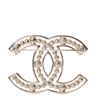 Chanel Pearl Crystal Sparkling Pearls CC Brooch Gold 3 of 5