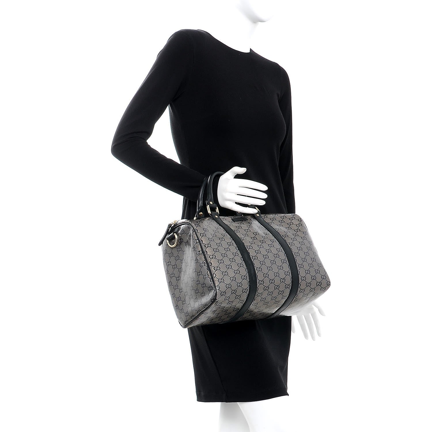 Gucci Crystal Monogram Medium Joy Boston Black 2 of 7