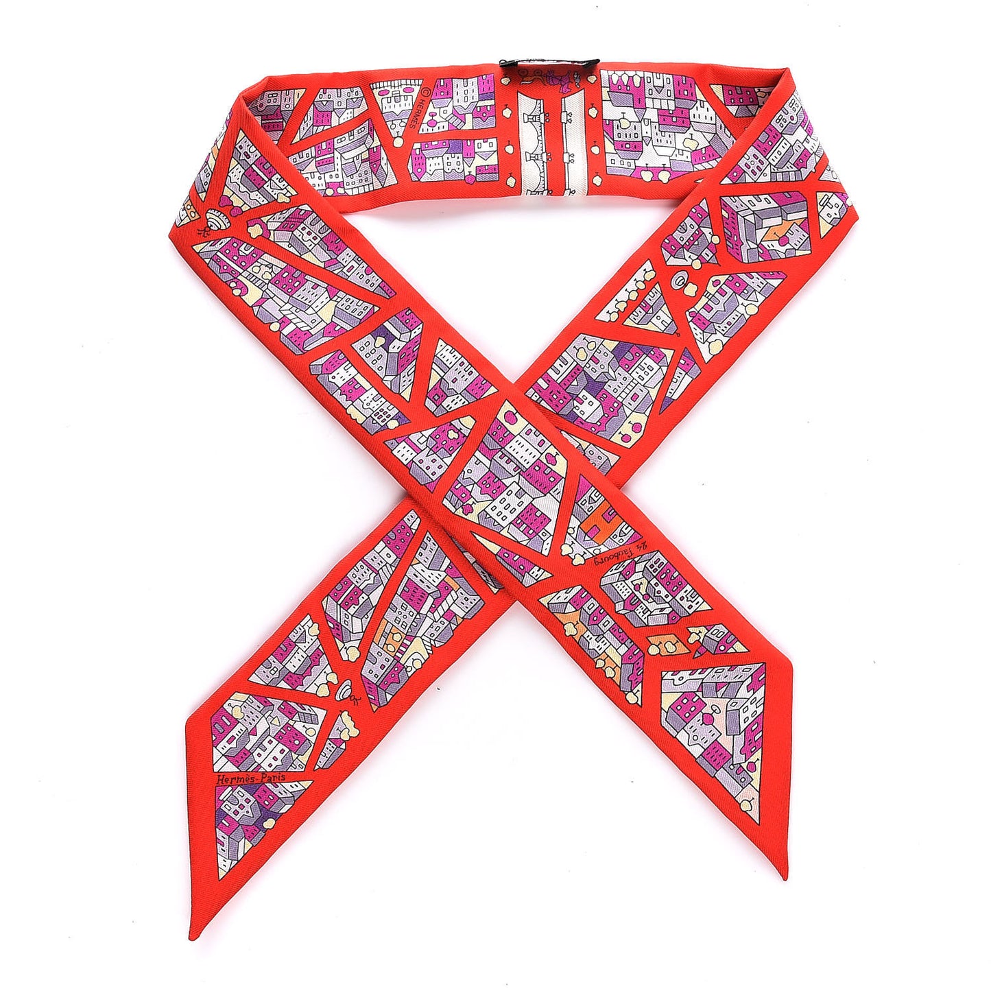 Silk Rive Droite Rive Gauche Twilly Rouge Fuchsia Gris