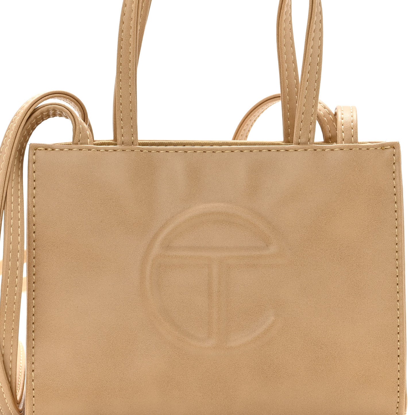 Vegan Leather Small Shopping Bag Cream