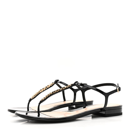 Gucci Patent Signoria Thong Sandals 39 Black 4 of 11
