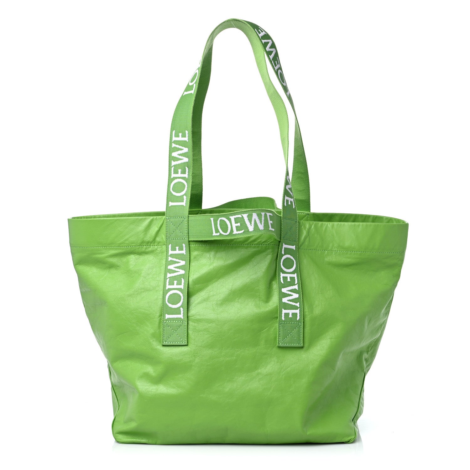 Loewe Paper Calfskin Fold Shopper Tote Bright Apple 1 of 12