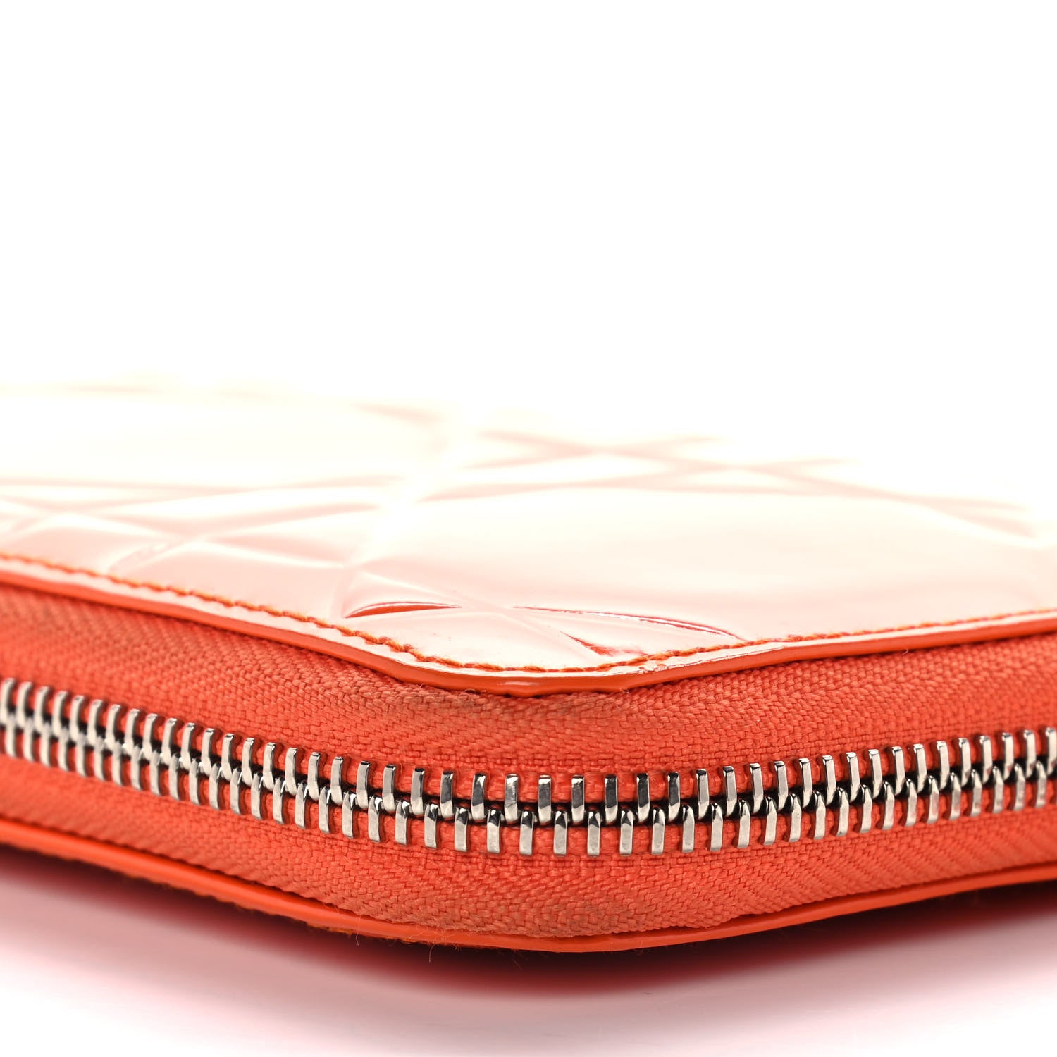 Christian Dior Patent Cannage Zip Around Wallet Orange 11 of 20
