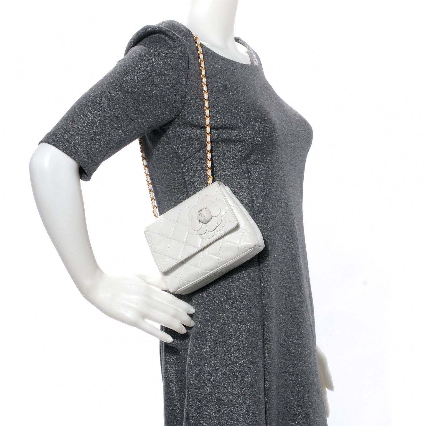 Lambskin Camellia Mini Flap White