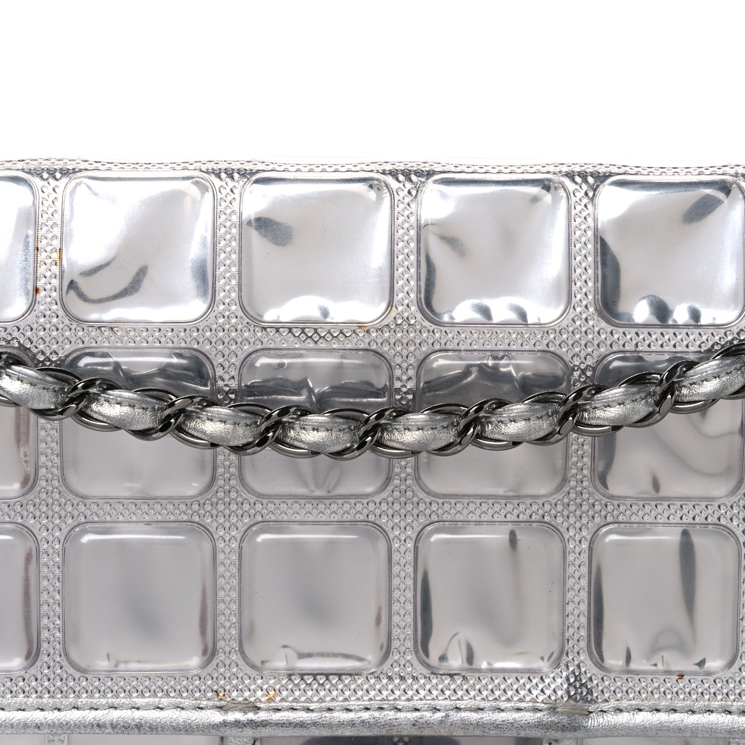 Chanel Vinyl Large Ice Cube Flap Silver 8 of 12