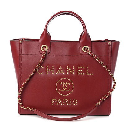 Chanel Caviar Small Studded Deauville Tote Red 1 of 9