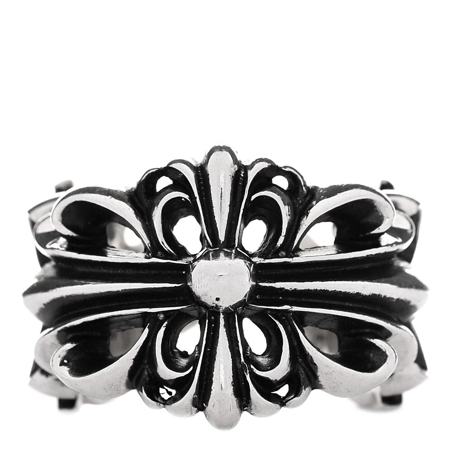 Chrome Hearts Sterling Silver Double Floral Cross Ring 60 9