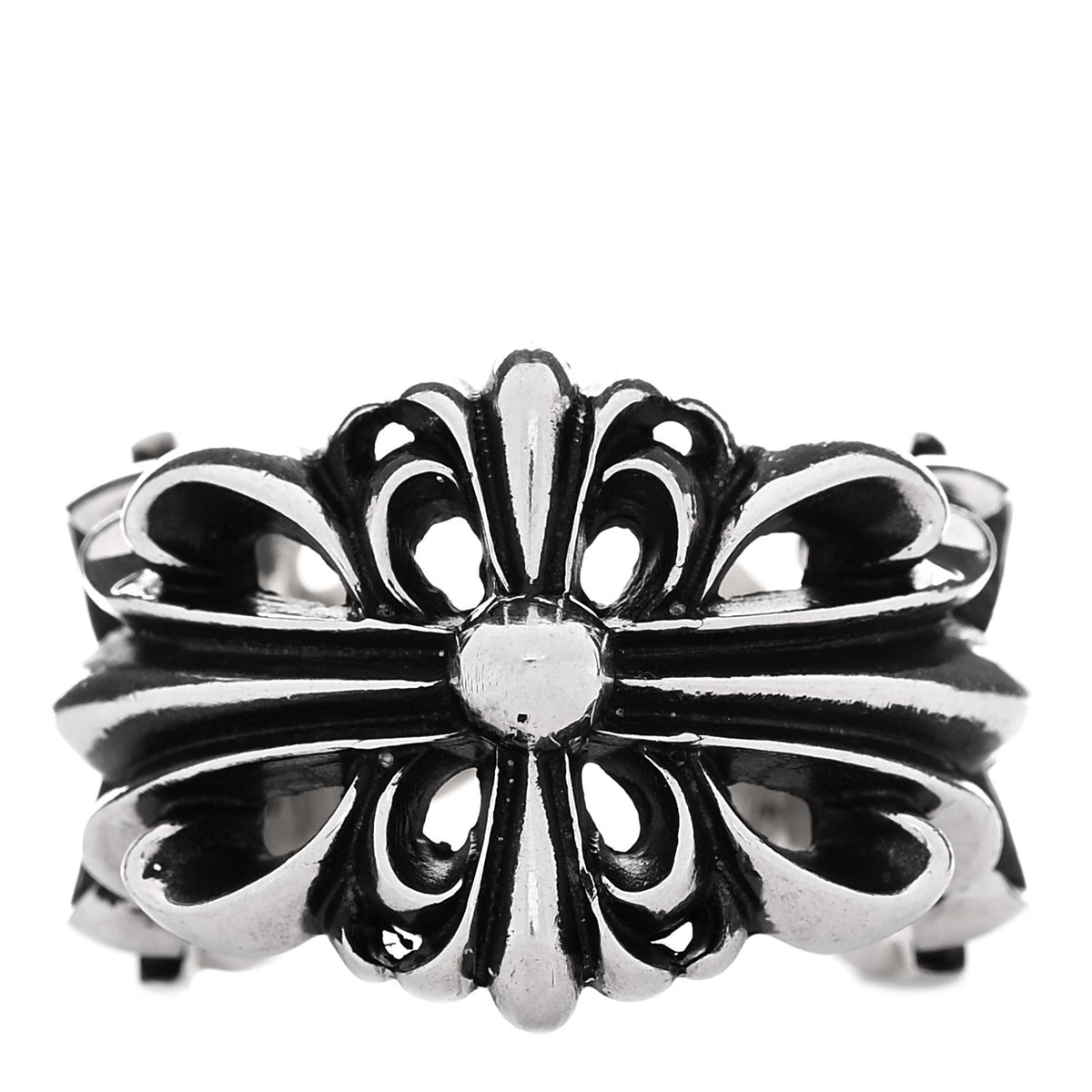 Sterling Silver Double Floral Cross Ring 60 9