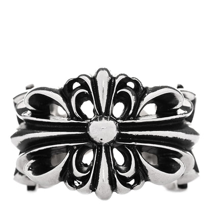 Chrome Hearts Sterling Silver Double Floral Cross Ring 60 9 1 of 6