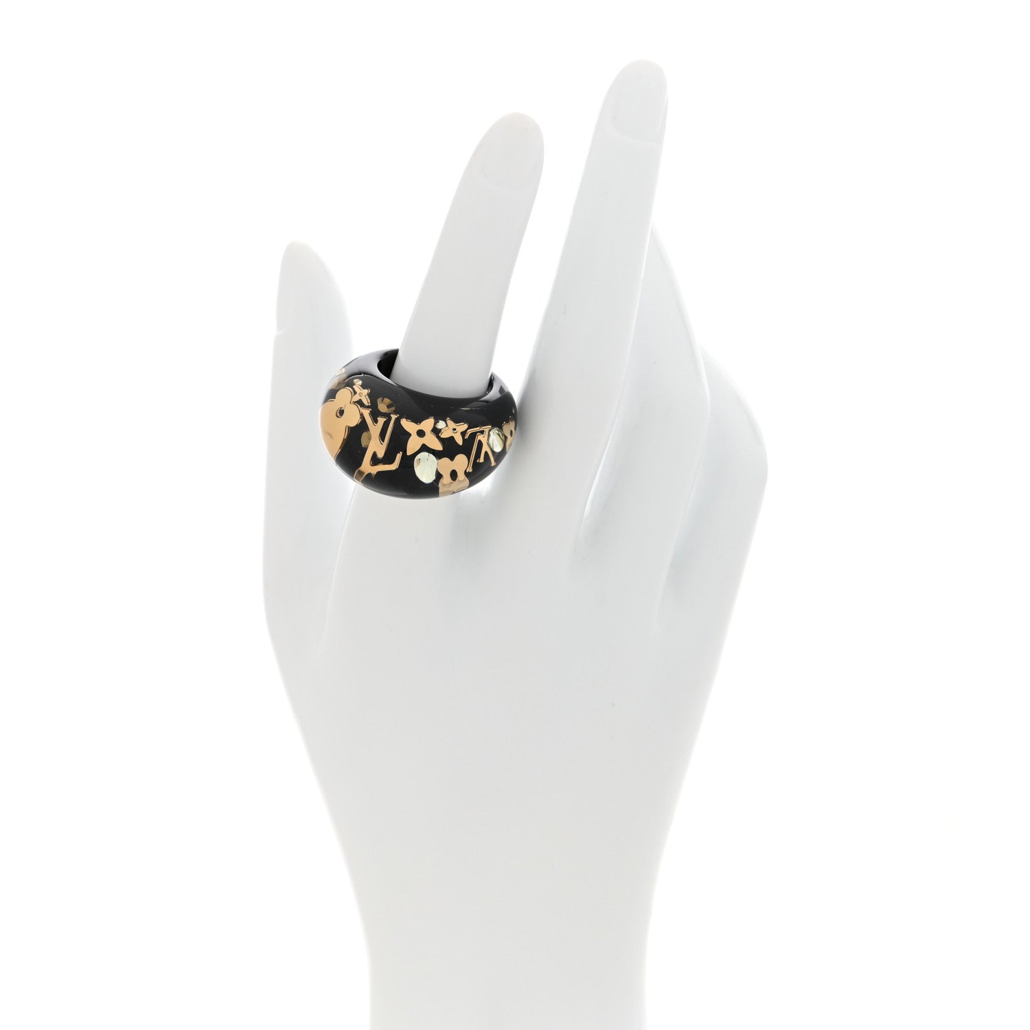 Louis Vuitton Resin Swarovski Crystal Inclusion Ring Black 2 of 4