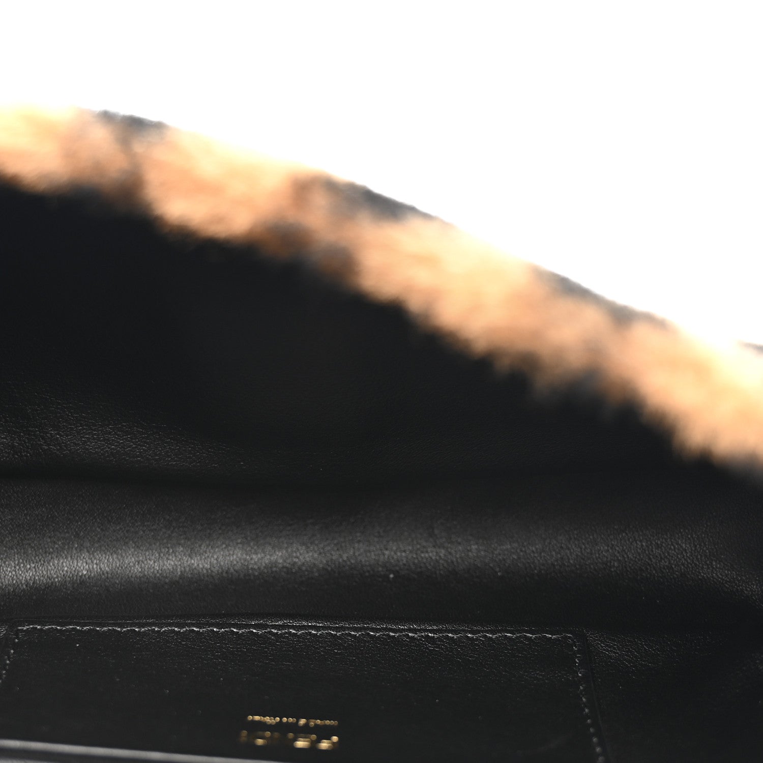 Fendi Shearling Vitello Dolce Macro FF 1974 Mini Baguette Tobacco Black 5 of 10